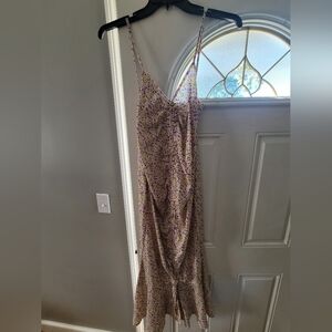 Floral scrunch dress size small yellow and purple flowers